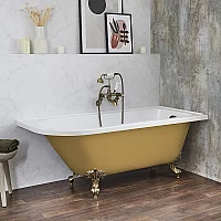 Milano Legend Honey Yellow Traditional Freestanding Corner Bath 1685mm x 750mm Right Hand Brushed Gold Feet