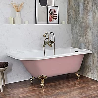 Milano Legend Camellia Pink Traditional Freestanding Corner Bath 1685mm x 750mm Right Hand Brushed Gold Feet
