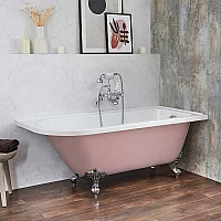 Milano Legend Camellia Pink Traditional Freestanding Corner Bath 1685mm x 750mm Right Hand Chrome Feet