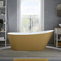 Milano Overton Honey Yellow Modern Freestanding Slipper Bath with Chrome Overflow 1500mm x 750mm