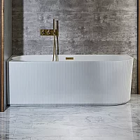 Milano Florence Modern Left Hand Fluted Corner Bath 1700mm x 800mm Brushed Brass Overflow
