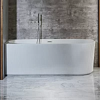 Milano Florence Modern Left Hand Fluted Corner Bath 1700mm x 800mm White Overflow