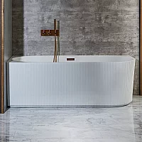 Milano Florence Modern Left Hand Fluted Corner Bath 1700mm x 800mm Brushed Copper Overflow