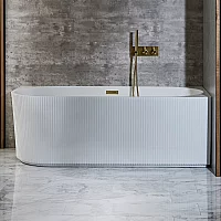 Milano Florence Modern Right Hand Fluted Corner Bath 1700mm x 800mm Brushed Brass Overflow