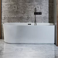 Milano Florence Modern Right Hand Fluted Corner Bath 1700mm x 800mm Black Overflow