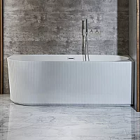 Milano Florence Modern Right Hand Fluted Corner Bath 1700mm x 800mm White Overflow