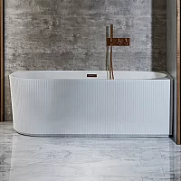 Milano Florence Modern Right Hand Fluted Corner Bath 1700mm x 800mm Brushed Copper Overflow