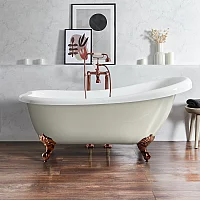 Milano Legend Linen Traditional Freestanding Slipper Bath 1710mm x 740mm Brushed Copper Feet