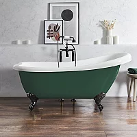 Milano Legend Evergreen Traditional Freestanding Slipper Bath 1710mm x 740mm Black Feet