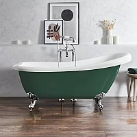 Milano Legend Evergreen Traditional Freestanding Slipper Bath 1710mm x 740mm Chrome Feet