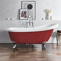 Milano Legend Saffron Red Traditional Freestanding Slipper Bath 1710mm x 740mm Chrome Feet