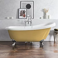 Milano Legend Honey Yellow Traditional Freestanding Slipper Bath 1710mm x 740mm Chrome Feet