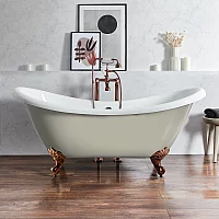 Milano Legend Linen Traditional DoubleEnded Freestanding Slipper Bath 1750mm x 730mm Brushed Copper Feet