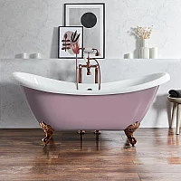 Milano Legend Lupin Purple Traditional DoubleEnded Freestanding Slipper Bath 1750mm x 730mm Brushed Copper Feet