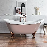 Milano Legend Camellia Pink Traditional DoubleEnded Freestanding Slipper Bath 1750mm x 730mm Brushed Copper Feet