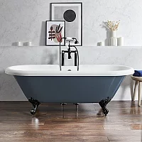 Milano Legend Regal Blue Traditional Roll Top Freestanding Bath 1795mm x 785mm Black Feet