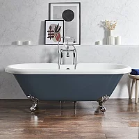 Milano Legend Regal Blue Traditional Roll Top Freestanding Bath 1795mm x 785mm Chrome Feet