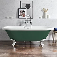 Milano Legend Evergreen Traditional Roll Top Freestanding Bath 1795mm x 785mm White Feet