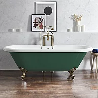 Milano Legend Evergreen Traditional Roll Top Freestanding Bath 1795mm x 785mm Brushed Gold Feet