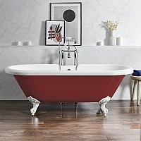 Milano Legend Saffron Red Traditional Roll Top Freestanding Bath 1795mm x 785mm White Feet