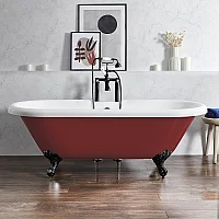 Milano Legend Saffron Red Traditional Roll Top Freestanding Bath 1795mm x 785mm Black Feet