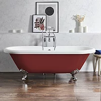 Milano Legend Saffron Red Traditional Roll Top Freestanding Bath 1795mm x 785mm Chrome Feet