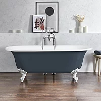 Milano Richmond Regal Blue Traditional Roll Top Freestanding Bath 1730mm x 780mm White Feet