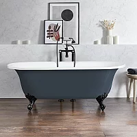 Milano Richmond Regal Blue Traditional Roll Top Freestanding Bath 1730mm x 780mm Black Feet
