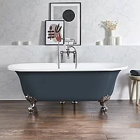 Milano Richmond Regal Blue Traditional Roll Top Freestanding Bath 1730mm x 780mm Chrome Feet