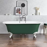 Milano Richmond Evergreen Traditional Roll Top Freestanding Bath 1730mm x 780mm White Feet