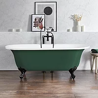 Milano Richmond Evergreen Traditional Roll Top Freestanding Bath 1730mm x 780mm Black Feet