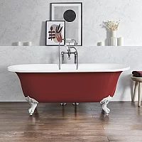 Milano Richmond Saffron Red Traditional Roll Top Freestanding Bath 1730mm x 780mm White Feet
