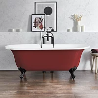 Milano Richmond Saffron Red Traditional Roll Top Freestanding Bath 1730mm x 780mm Black Feet