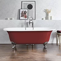 Milano Richmond Saffron Red Traditional Roll Top Freestanding Bath 1730mm x 780mm Chrome Feet