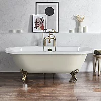 Milano Legend Linen Traditional Roll Top Freestanding Bath 1780mm x 825mm Brushed Gold Feet