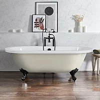 Milano Legend Linen Traditional Roll Top Freestanding Bath 1780mm x 825mm Black Feet