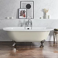 Milano Legend Linen Traditional Roll Top Freestanding Bath 1780mm x 825mm Chrome Feet