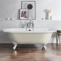 Milano Legend Linen Traditional Roll Top Freestanding Bath 1780mm x 825mm White Feet