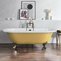 Milano Legend Honey Yellow Traditional Roll Top Freestanding Bath 1780mm x 825mm Brushed Gold Feet
