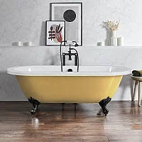 Milano Legend Honey Yellow Traditional Roll Top Freestanding Bath 1780mm x 825mm Black Feet
