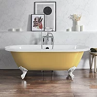 Milano Legend Honey Yellow Traditional Roll Top Freestanding Bath 1780mm x 825mm White Feet