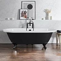 Milano Legend Midnight Black Traditional Roll Top Freestanding Bath 1780mm x 825mm Black Feet