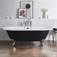 Milano Legend Midnight Black Traditional Roll Top Freestanding Bath 1780mm x 825mm Chrome Feet