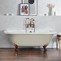 Milano Richmond Linen Traditional Back to Wall Freestanding Bath 1685mm x 780mm Brushed Copper Feet