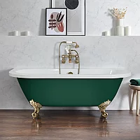 Milano Richmond Evergreen Traditional Back to Wall Freestanding Bath 1685mm x 780mm Brushed Brass Feet