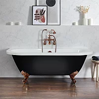 Milano Richmond Midnight Black Traditional Back to Wall Freestanding Bath 1685mm x 780mm Brushed Copper Feet