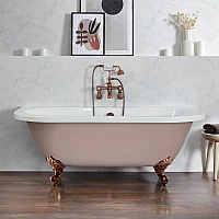 Milano Richmond Camellia Pink Traditional Back to Wall Freestanding Bath 1685mm x 780mm Brushed Copper Feet