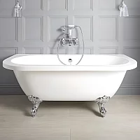 Milano Richmond White Traditional Back to Wall Freestanding Bath with Choice of Feet 1685mm x 780mm