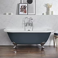 Milano Richmond Regal Blue Traditional Back to Wall Freestanding Bath 1685mm x 780mm Chrome Feet