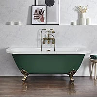 Milano Richmond Evergreen Traditional Back to Wall Freestanding Bath 1685mm x 780mm Brushed Gold Feet
